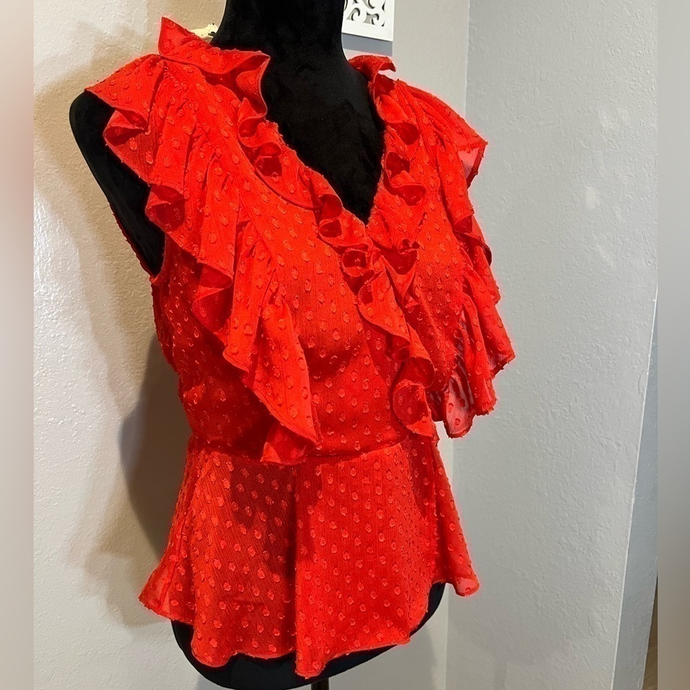 Maison d’amelia red ruffle shirt - Picture 3 of 8